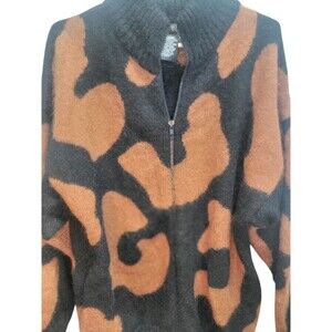 VTG I B Diffusion Colorful Abstract 3D WOOL Art Tunic‎ Sweater Cardigan SZ M